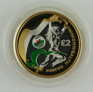 2002 Commonwealth Games Wales PIEDFORT Silver Proof £2 coin COA pouch