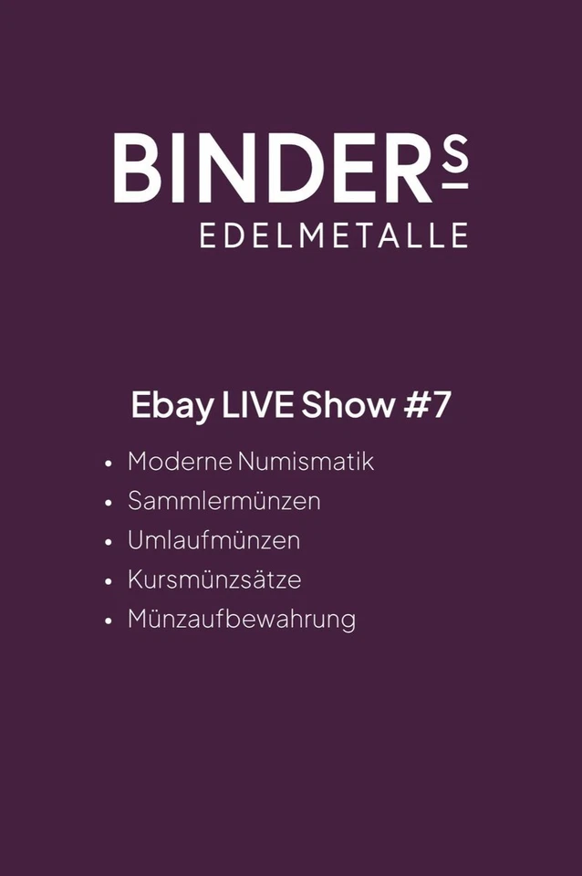 BINDERs Edelmetalle LIVE #7 - Moderne Numismatik, Silber- & Umlaufmünzen