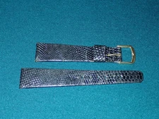 Vintage Accutron Genuine Lizard Black Wristwatch Band 17 mm