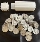 Roll of 50 Silver Mercury Dimes $5 Face Value 90% Silver Coins