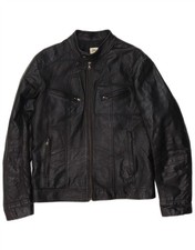 Vintage Mens Leather Jacket UK 38 Medium Black Leather BA16