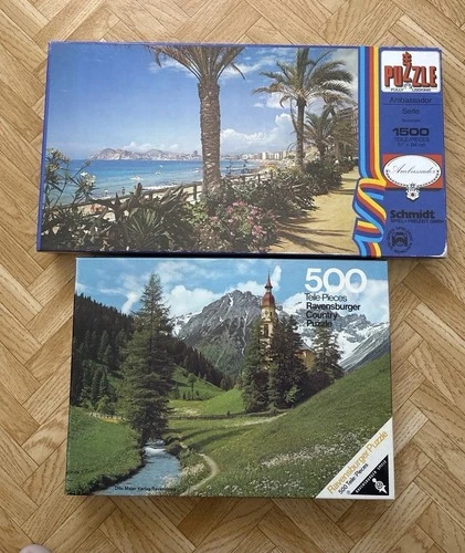 2x Retro Puzzle 70er Jahre – Ravensburger & Schmidt – Strand & Alpen – TOP Set