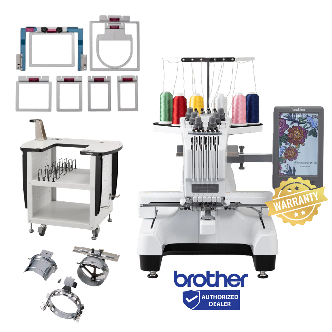 Brother PR680W 6- Needle Embroidery Machine Durkee + Cap Frame and