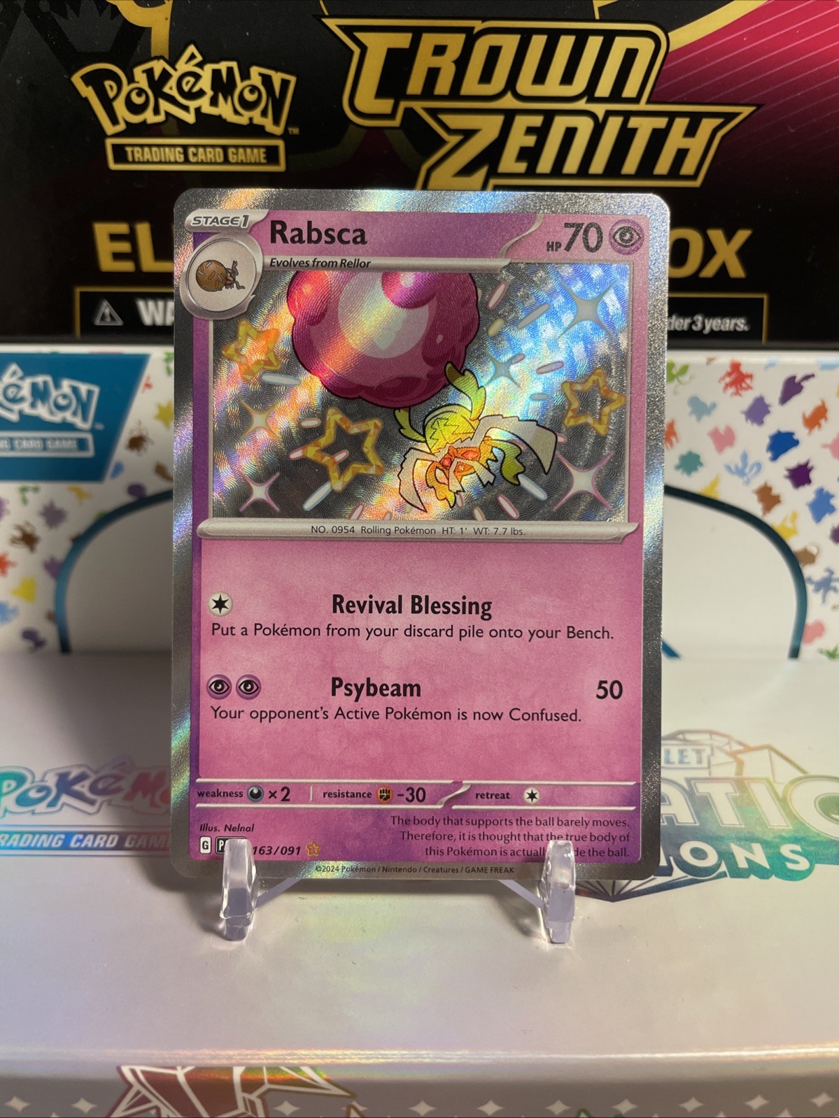 Rabsca 163/091 Baby Shiny Rare NM Paldean Fates Scarlet And Violet