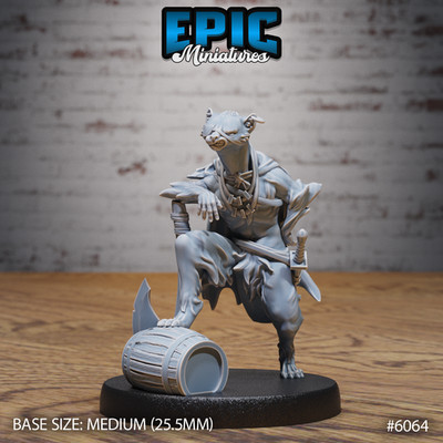 D&D Miniature - Otterfolk Pirate Axe - 3D Model Print DnD RPG Figur Druck