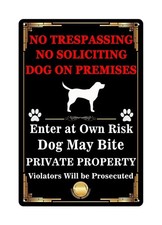 No Soliciting Dog On Premises Sign, 12 8in Metal Tin Wall Mount Modern Sign, ...