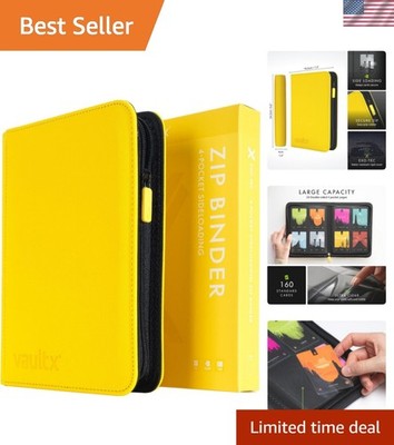 Yellow Trading Card Zip Binder - Holds 160 Cards with Exo-Tec Material