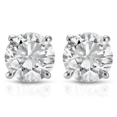 1/2 Ct TW Round Natural Diamond Studs Women's Earrings, 14K White or Yellow Gold