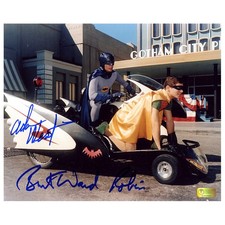 Adam West and Burt Ward Autographed Classic 1966 Batman Batcycle 8x10 Photo