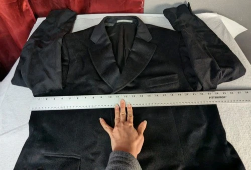 Hickey Freeman Coat Mens 44 Long 100% Wool Black Overcoat Jacket- Union Made  image 14