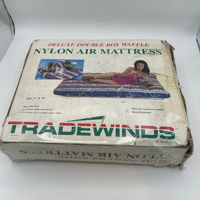 Deluxe Vintage Double Box Waffle Air Mattress Vyl Pool Float 57'' X 78  Open Box