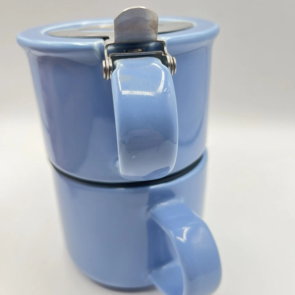 Stackable Tea Pot & Mug Teavana For Life Blue W/ Stainless Steel Strainer & Lid - Image 3 of 4