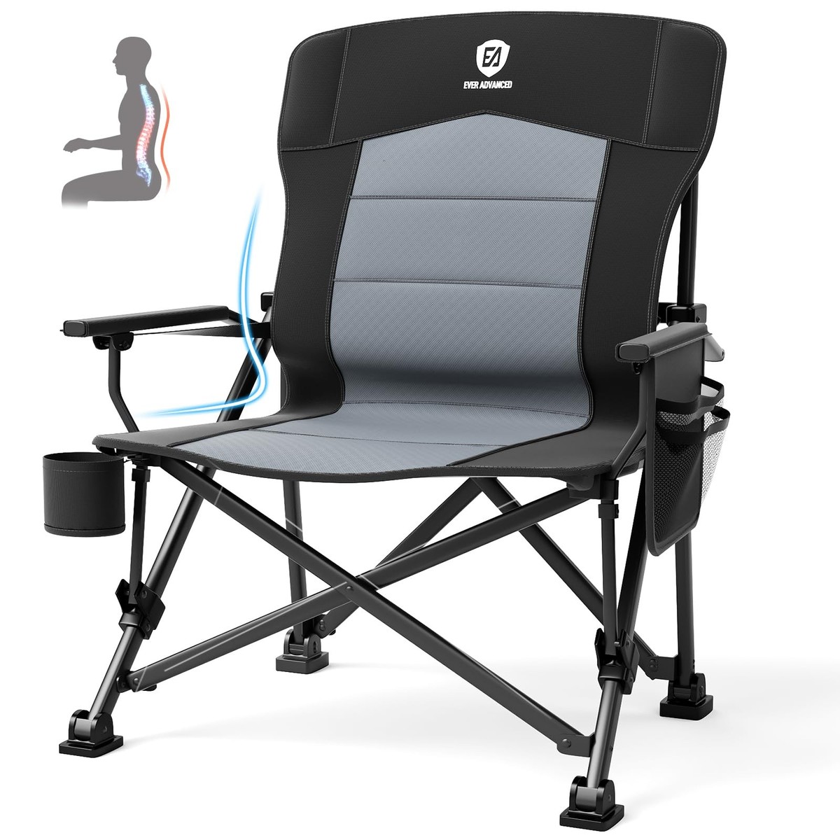EVER ADVANCED Oversized Folding Camping Chair for Adults with - Main Image