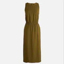 J Crew Midi Dress NEW Back Button Sleeveless Olive Green 4