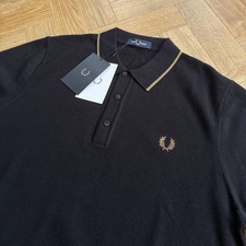 Polo Fred Perry nuova con etichette manica corta punto piqué maglia nera taglia large