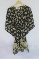 100% TARRIF FREE✅0% CHARGE 100%Cotton Black & Beige Short Kaftan Dress SK-75