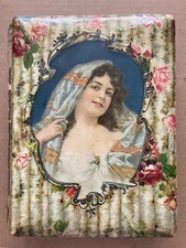 Gorgeous CELLULOID Photo Album Victorian Lady Scarf Flowers Pink Red Roses as-is