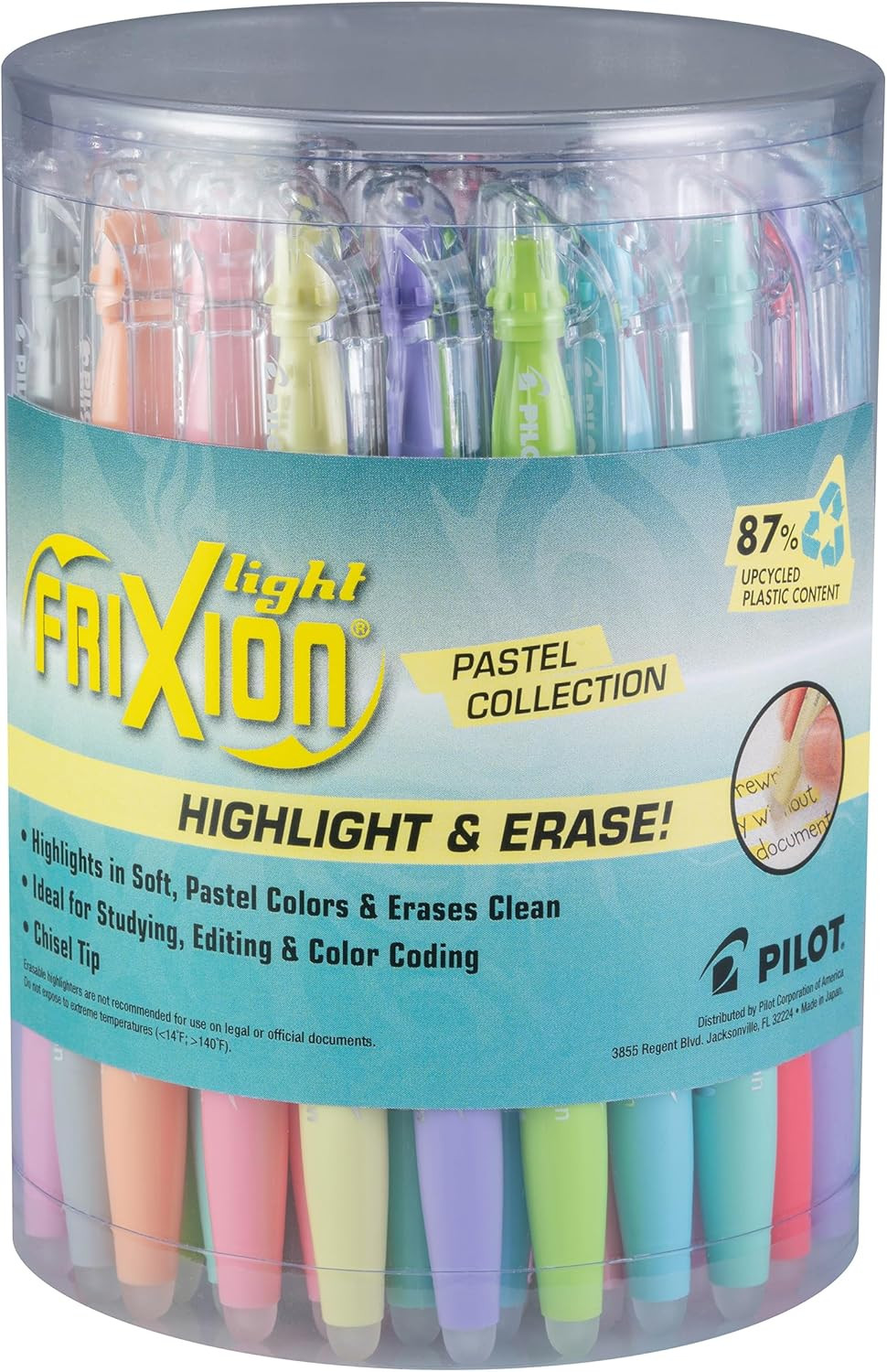 Frixion Light Pastel Erasable Highlighters, Chisel Tip, Pack