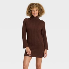 Women Mini Sweater Dress - A New Day Brown M