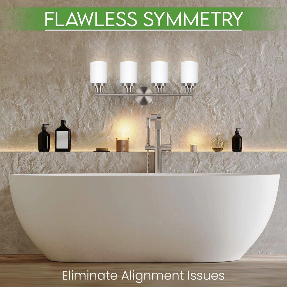 Holim Lámparas de baño de níquel cepillado de 4 luces, luces de tocador para baño Foto 2 de 4