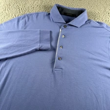 Greyson Polo Shirt Mens L Long Sleeve Pima Modal Stretch Collared Blue Soft