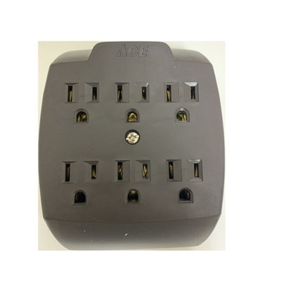 Projex FA-357AE/01PRJ Brown 15A 1875W 3-Pole 3-Wire Grounded 6 Outlets Adapter
