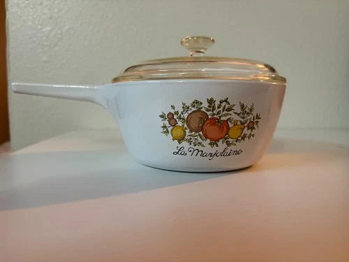 Vintage Corningware "Spice of Life" La Marjolaine Saucepan with Pyrex Glass Lid