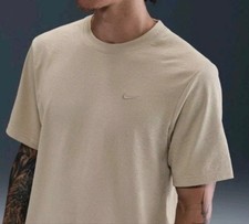 Men Size L Nike Dri-Fit Primary Seersucker Shirt Versatile Top Tan Brown HJ4043