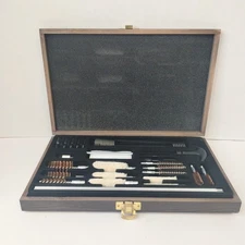 Outers Universal Wood Box Gun Cleaning Kit  NOS .22-12ga  26+ pcs