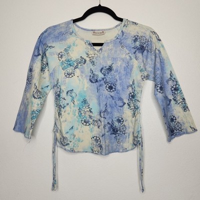Vintage y2k Slouchy Womens 3/4 Sleeve Fairy Whimsy Tie Dye Witchy Shirt 