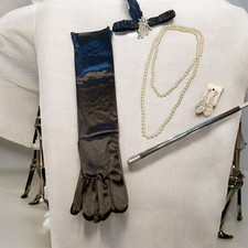 1920s Flapper Accessories Set Great Gatsby Roaring 20s Costume Black 5 Piece