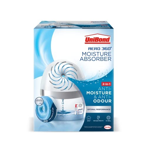UniBond AERO 360º Moisture Absorber, 1 Device incl. 1 Refill Tab 450g,