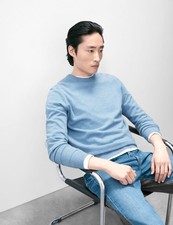 Marks & Spencer Mens Slate Blue Cashmere Round neck Long sleeved Jumper - M&S