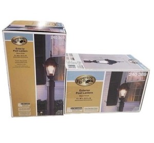 Hampton Bay Outdoor Post Lamp Clear Beveled Glass Black Set of 2 Lights