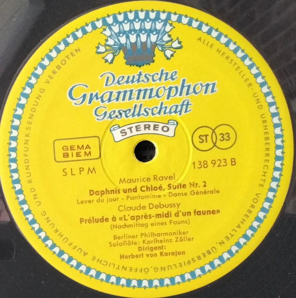 DG 138 923 SLPM DEBUSSY, RAVEL, KARAJAN La Mer, Daphnis Et Chloe Germany ED 1 LP - Image 3 of 3
