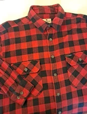 Woolrich Mens XL Flannel Shirt Jacket Shacket Red Black Check 100% Cotton Layer