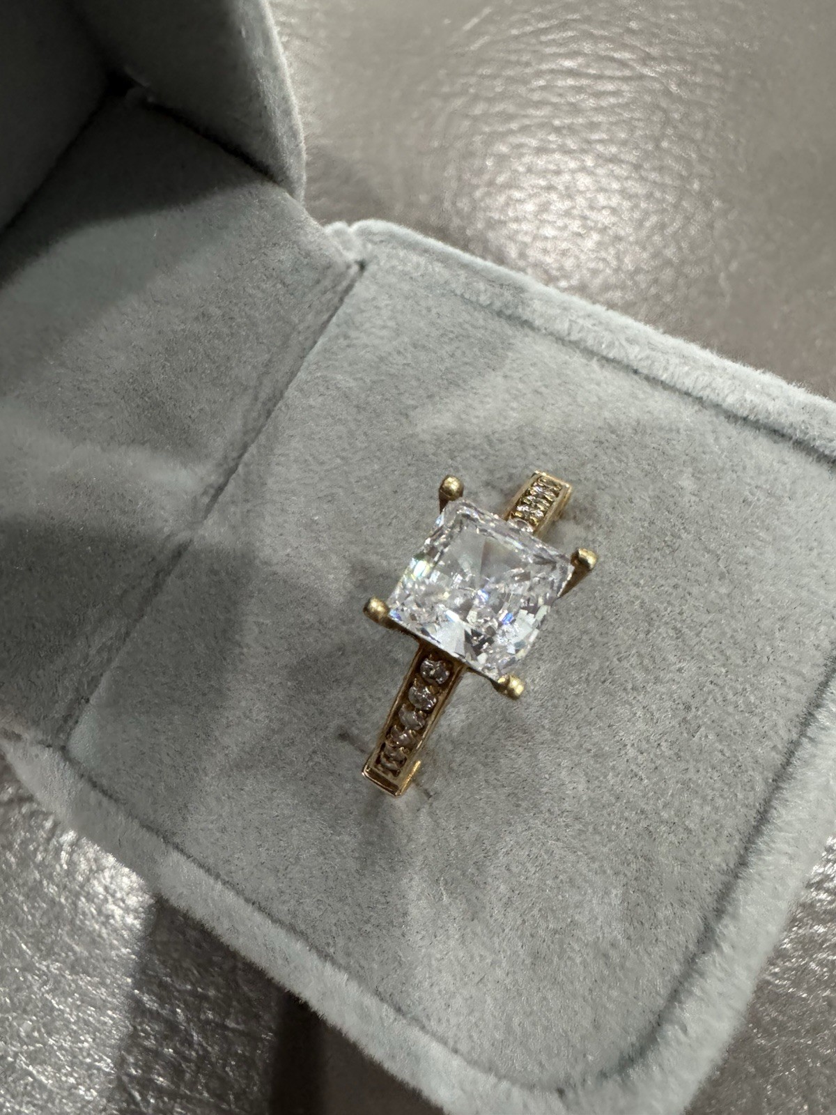 10K Solid Yellow Gold Lab Created Square Center S… - image 6