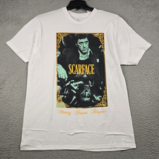 Camisa Scarface Para Hombres XL Blanca Al Pacino Clásica Película Gángster Dinero Retro Nueva con Etiquetas