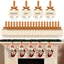 24 Pcs Christmas Stocking Name Tags Wooden DIY Wooden Stocking Hanging Tags w...