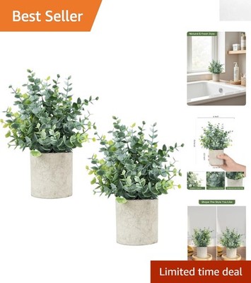 Chic Potted Eucalyptus Plants - Set of 2, Water Resistant, Low Maintenance