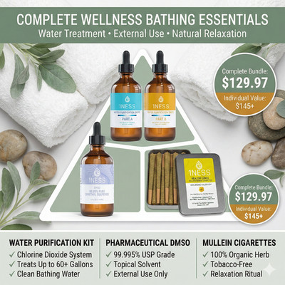 Natural Wellness Bath Kit   Water Purification + DMSO + Mullein Sticks | 1NESS