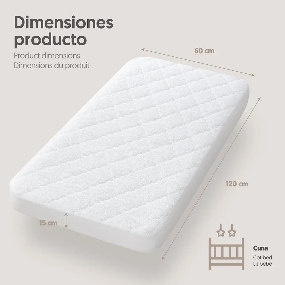 Interbaby 00801 - Gepolsterter Kinderbettbezug, Unisex Weiß (nur Bezug, Matratze - Bild 2 von 4