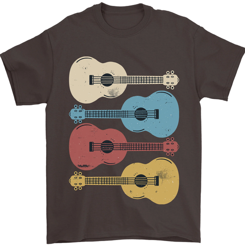 Heren t-shirt met vier ukulele gitaren motief van katoen_voghion.com