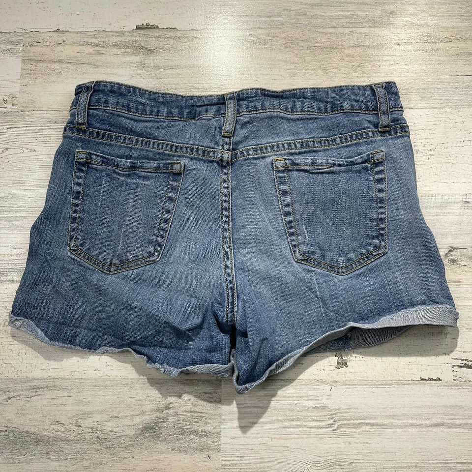 Mossimo Womens Denim Jeans Shorts Tattered Blue Size 11 - Image 2 of 4