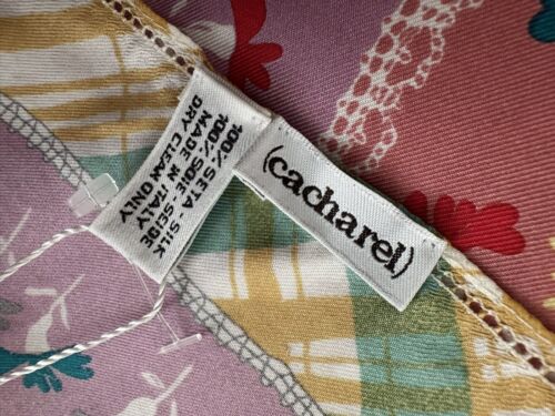 New Cacharel Floral & Plaid Silk Scarf Italy - Picture 3 of 3