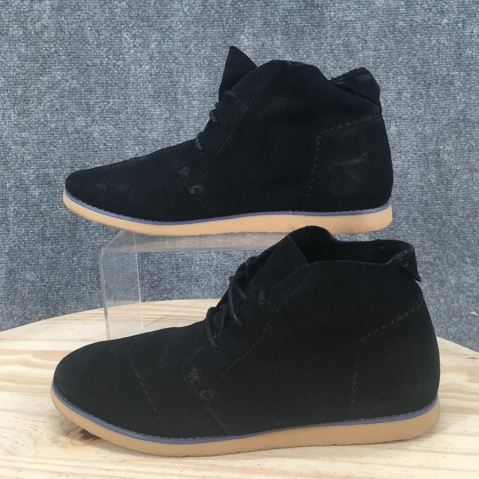 Botas Toms Femininas 9.5 Mateo Chukka com Cadarço Conforto Tornozelo Top Camurça Preta - Imagem 2 de 4