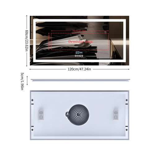 Smart Bathroom Mirror w/ Bluetooth Dual LED Strips Anti-Fog Dimmable Lighting