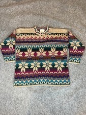 VTG Just for Women Knit Sweater Womens 1X XL Beige Winter Pattern Made in USA