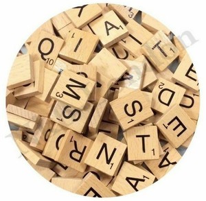 100 WOOD SCRABLE WOOD BLACK LETTERS BOARD CRAFT EDUCATION 