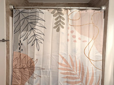 Shower Curtain Abstract Boho Riyidecor 60" W x 72" H 12 Pack White Hooks NEW